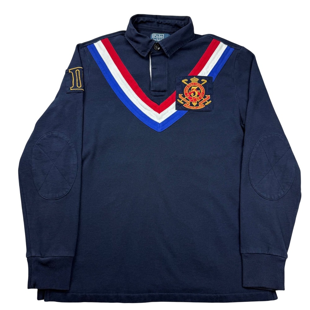 Vintage Polo Ralph Lauren Snow Polo Challenge Cup Fleece Rugby Shirt Navy L